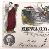 Unusual, Large, Hand-painted Reward of Merit with George Washington, Liberty, Joseph Brant
