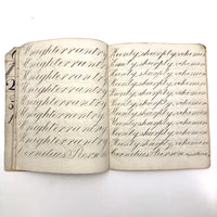 Cornelius Pierson 1842 British Calligraphy Practice Notebook with Hand-marbled Cover