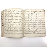 Cornelius Pierson 1842 British Calligraphy Practice Notebook with Hand-marbled Cover