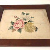 Three Peony Lovely Antique American Theorem Watercolor, Framed