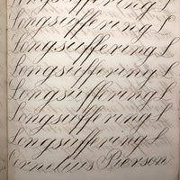 Cornelius Pierson 1842 British Calligraphy Practice Notebook with Hand-marbled Cover