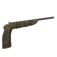 LF's Wonderful Carved Toy Gun in Old Blue Paint with Iron Barrel