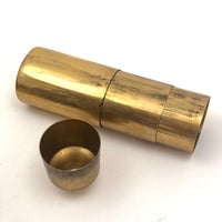 Marvelous Prohibition Era Leather and Brass Book Shaped Flask with Shot Glasses and Funnel