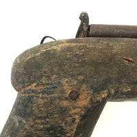 LF's Wonderful Carved Toy Gun in Old Blue Paint with Iron Barrel