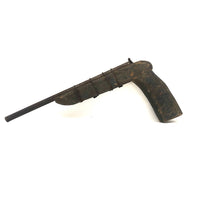 LF's Wonderful Carved Toy Gun in Old Blue Paint with Iron Barrel