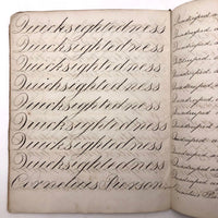 Cornelius Pierson 1842 British Calligraphy Practice Notebook with Hand-marbled Cover
