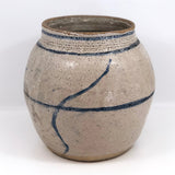 Large Handthrown Stoneware Jar with Blue and White Glazing