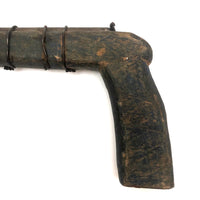 LF's Wonderful Carved Toy Gun in Old Blue Paint with Iron Barrel