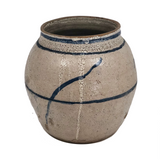 Large Handthrown Stoneware Jar with Blue and White Glazing