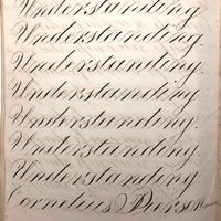 Cornelius Pierson 1842 British Calligraphy Practice Notebook with Hand-marbled Cover