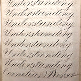 Cornelius Pierson 1842 British Calligraphy Practice Notebook with Hand-marbled Cover