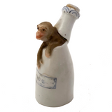 Antique Hand-painted Porcelain Bottle-Shaped Candlesnuffer with Monkey!