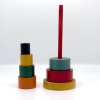 Colorful Wooden Blocks on Post Stacking Toy