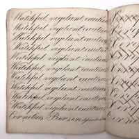 Cornelius Pierson 1842 British Calligraphy Practice Notebook with Hand-marbled Cover