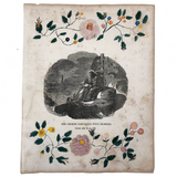 19th C. Pennsylvania Roses and Vines Watercolor on 1846 Bible Engraving