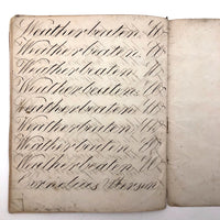 Cornelius Pierson 1842 British Calligraphy Practice Notebook with Hand-marbled Cover