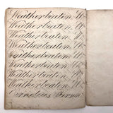 Cornelius Pierson 1842 British Calligraphy Practice Notebook with Hand-marbled Cover