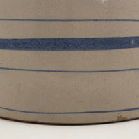 Lidded Old White and Blue Striped Stoneware Crock