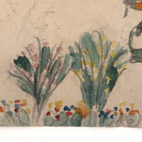 “Your Mother” Small 19th C. Schoolgirl Watercolor Drawing