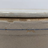 Lidded Old White and Blue Striped Stoneware Crock