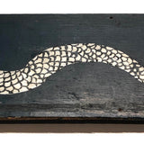 Blue and Silver Snake French Folk Art Painting on Wood
