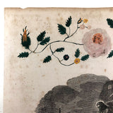 19th C. Pennsylvania Roses and Vines Watercolor on 1846 Bible Engraving