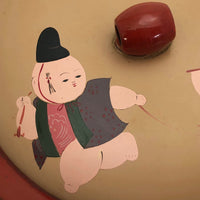 Japanese Vintage Hand-painted Lacquer Bento Box with Figure Pulling Boat