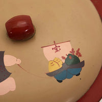 Japanese Vintage Hand-painted Lacquer Bento Box with Figure Pulling Boat