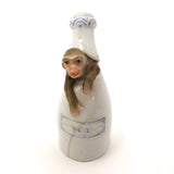 Antique Hand-painted Porcelain Bottle-Shaped Candlesnuffer with Monkey!