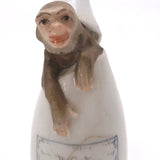 Antique Hand-painted Porcelain Bottle-Shaped Candlesnuffer with Monkey!