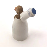Antique Hand-painted Porcelain Bottle-Shaped Candlesnuffer with Monkey!
