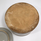 Lidded Old White and Blue Striped Stoneware Crock