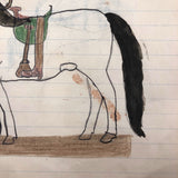 SOLD C. 1900 Pennsylvania School Boy Drawing of Man and Horse, Bird and Horse Head on Reverse