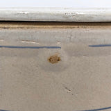 Lidded Old White and Blue Striped Stoneware Crock
