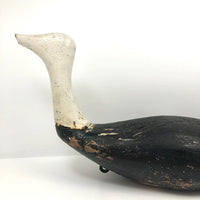 Striking Old Hand-carved Black and White Chesapeake Bay Working Decoy