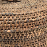 Antique Finely Handwoven Lidded and Lined Grass Sewing Basket