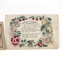 Pair of 19th C. Hand-colored  Reward of Merits with Birds