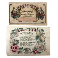 Pair of 19th C. Hand-colored  Reward of Merits with Birds