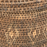 Antique Finely Handwoven Lidded and Lined Grass Sewing Basket