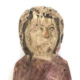 Evocative Old Thumb Sucking Carved Figure in Pink Pajamas