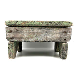 Beautiful Primitive Antique Stool with Crate Wood Sides and Old Green Paint