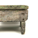 Beautiful Primitive Antique Stool with Crate Wood Sides and Old Green Paint