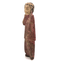 Evocative Old Thumb Sucking Carved Figure in Pink Pajamas