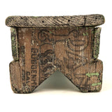 Beautiful Primitive Antique Stool with Crate Wood Sides and Old Green Paint