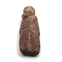 Evocative Old Thumb Sucking Carved Figure in Pink Pajamas