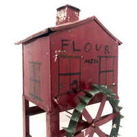 Red Painted Tin Folk Art Flour Mill from the Dummer Estate, Rowley MA