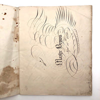 Master Brown's 1820 British Calligraphy Practice Notebook with Spencerian Drawing