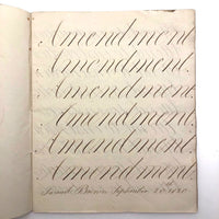 Master Brown's 1820 British Calligraphy Practice Notebook with Spencerian Drawing