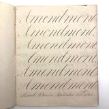 Master Brown's 1820 British Calligraphy Practice Notebook with Spencerian Drawing