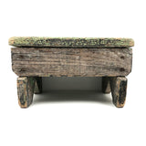 Beautiful Primitive Antique Stool with Crate Wood Sides and Old Green Paint